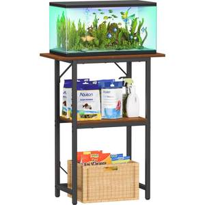 lot 9690 image: Snughome 10-20 Gallon Fish Tank Stand, Aquarium Stand 2-Tier Storage Shelves, Heavy Duty Terrarium Stand for Home Office Fish Tank Shelf, 24 L x 11.81 W x 30.71 H, Rustic Brown