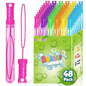 lot 9698 image: Bubble Wand, 48 Pcs Bubble Wands Bulk in 6 Colors, Bubble Party Favors for Kids, Summer Toys, Indoor Outdoor Activity, Themed Birthday, Wedding, for Girls & Boys