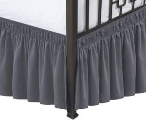 lot 9703 image: Biscaynebay Wrap Around Bed Skirts with Split Corners for King Beds 14 Drop, Dark Grey Elastic Dust Ruffles Adjustable Easy Fit Wrinkle & Fade Resistant Silky Luxurious Fabric Machine Washable