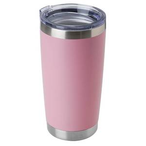 lot 9707 image: DOMICARE 20oz Stainless Steel Tumbler Bulk with Lid, Double Wall Vacuum Insulated Travel Mug, Powder Coated Coffee Cup, Pink, 1 Pack