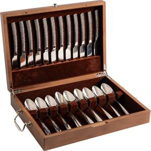 lot 9711 image: ACBORN Silverware Storage Box with Lid, Flatware Storage Case with Handle, Silverware Chest Boxes for Flatware Organizer for Silver