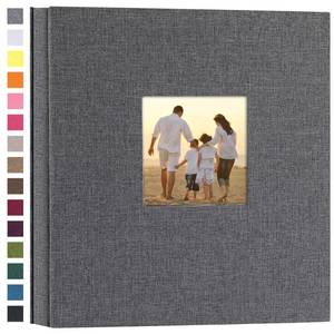 lot 9713 image: potricher Linen Hardcover Photo Album 4x6 600 Photos Large Capacity for Family Wedding Anniversary Baby Vacation (Gray, 600 Pockets)