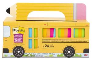 lot 9731 image: Post-it Super Sticky Notes, 24 Sticky Notes Pads, 3 x 3 in., School Supplies and O��ce Supplies, 2X the Sticking Power, Assorted Brights