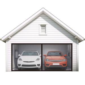 lot 9734 image: AURELIO TECH Magnetic Garage Door Screen for 2 Car 16x7 ft Double Garage Door Mesh Screen Curtain Cover Kit with Hook and Loop