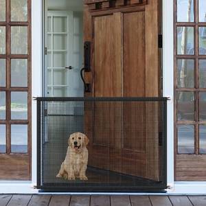 lot 9736 image: Mesh Gates for Kids or Pets, Magic Pet Gate for The House, Portable Baby Puppy Safety Fence Guard for Stairs and Doorways, Easy Install Anywhere, 43 W x 30 H, 8 Hooks