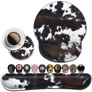 lot 9739 image: BROWN COW Ergonomic Mouse Pad and Keyboard Wrist Rest - Easy Typing Pain Relief, Memory Foam, Cute Cowhide Design