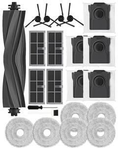 lot 9755 image: Mova P10 Pro Ultra Accessories for Mova P50 Pro,L40 Ultra Replacement Parts for Dreame X40 MasterX40 Ultra Include 1 Main brush,4 Carbon HEPA filter, 4 Side Brushes,4 Carbon dust Bags-Yivy 22 Pcs
