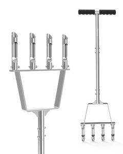 lot 9758 image: RETRUE Manual Core Aerator Lawn Tool - Lawn Aerator Tool with 4 Replaceable Hollow Tine, Semi-Assembled Grass Aerator Core Aeration Tool for Lawn, Yard Aerator for Lawn Care Compacted Soil