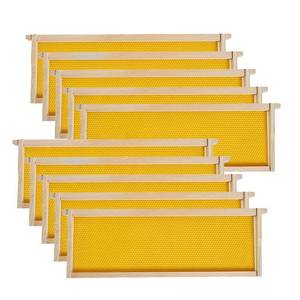 lot 9759 image: Medium Super Beehive Frames with Wax Foundations, 10 Pack Honey Bee Frames with 100% Beeswax Coated Food Grade Foundation Sheets, 6-14-Inch (Yellow)