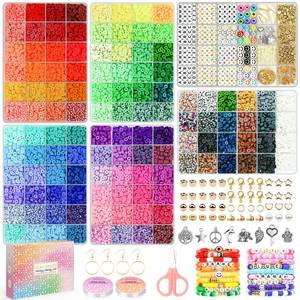 lot 9761 image: Sistenia 20,000 Pcs Clay Beads Bracelet Making Kit, 120 Colors 6 Boxes Polymer Beads Spacer Heishi Beads & Jewelry Kit with Pendant Charms Elastic Strings, Crafts Gift for Kids Adults