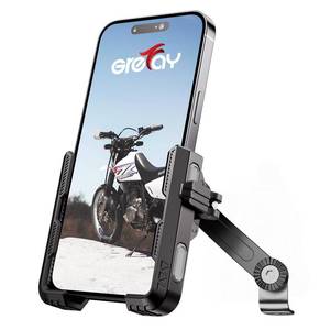 lot 9768 image: Grefay Motorcycle Phone Mount, 1S Quick Release. Anti Shake Motorbike Phone Holder for 4.0-7.0 Inch Smartphone for Motorcycle Mirror Phone Mount with 360° Rotatabe