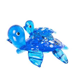 lot 9776 image: HDCRYSTALGIFTS 2.5 Blown Glass Sea Turtle Figurines Collectible Gift for Mom Women, Handmade Glass Sea Animals Collection for Home Shelf Decor, Dollhouse Miniatures