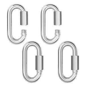 lot 9779 image: Reedny 304 Stainless Steel Heavy Duty Quick Chain Links 532, 14, 516, 38, 12 D Shape Thread Quick Link Connectors Screw Carabiner for Connecting Hammock, Shade Sail, Rigging (532 4Pcs)