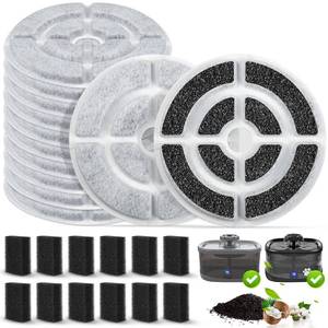 lot 9784 image: 12 Pack 7 Activated Carbon Filters for SIBAYS 2.5GAL9.5L Dog Water Fountain, 18cm Large Size Filters and Sponges for Kastty 9L Large Dog Water Fountains, 12 Pack Filters  12 Pack Sponges