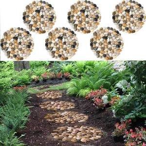 lot 9786 image: Garden Stepping Stones Outdoor Round River Stone Decorative Nature River Rocks for Landscaping Outside Walkway Patio Yard Garden Pathway (9in 6pcs Pack)