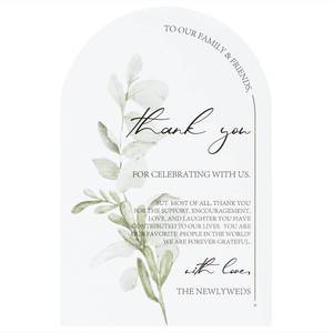 lot 9792 image: Crisky Arch Design Greenery Thank You Place Setting Cards, 50 Pcs, Chic and Elegant Wedding Table Centerpieces and Decorations, 4 x 6 inch