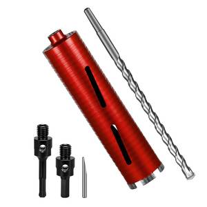 lot 9803 image: SALI Diamond Core Drill Bits 2 12 Diameter 10254mm Drilling Depth 58-11 Thread Core Bit Turbo Laser-Welded Segments for Cured Concrete with Brick Block Masonry with Two Adapters-Red