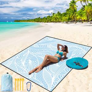 lot 9807 image: WIWIGO Beach Blanket Waterproof Sandproof Beach Mat 79 X 8310x9for 2-8 Adults Quick Drying Outdoor Picnic Mat Beach Accessories for Travel, Camping, Hiking
