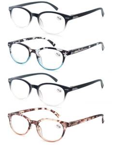 lot 9808 image: OLOMEE Reading Glasses for Women Cute Round Readers 5.00 for Small HeadPetite Face Lightweight Cheaters Glasses wSpring Hinges 4 Pack