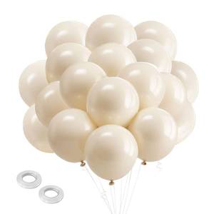 lot 9810 image: White Sand Balloons Latex Party Balloon,100pcs Neutral Beige Balloons with 2 Ribbons, Boho Baloons as Party Decorations for Birthday, Wedding, Baby Shower, Bridal Shower,Thanksgiving, Anniversary