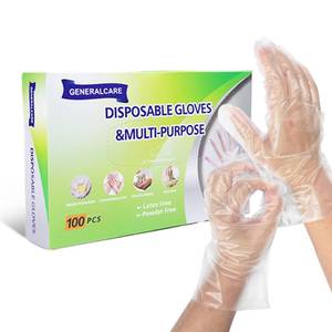 lot 9828 image: GENERALCARE Disposable Plastic Gloves Food Handling Service Gloves Disposable For Cooking (100PCS, universal)