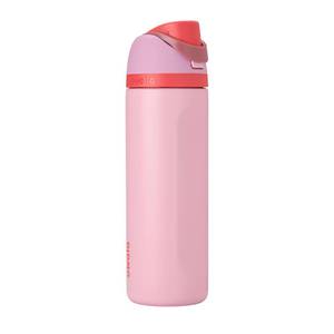 lot 9829 image: Owala FreeSip Insulated Stainless Steel Water Bottle with Straw for Sports and Travel, BPA-Free Sports Water Bottle, 24 oz, Pink, Angel Food Cake