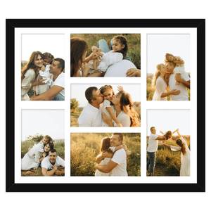 lot 9830 image: HEYTUYA 4x6 Picture Frame Collage for Wall, Display 7 Pcs 4x6 Photos with Mat or 12x14 Without Mat, 7 Opening Photo Frame for 4 x 6 Pictures with Shatter Resistant Plexiglass, White Mat, Black