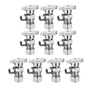 lot 9836 image: (10 Pack) BH Angle Stop Valve 12 Nominal Compression x 38 OD, 14-Turn Shut Off Valve, Chrome Plated Brass, for Bathroom Toilet Kitchen Shower Plumbing