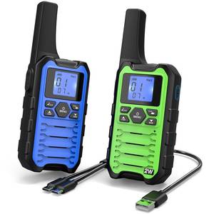 lot 2111 image: Wishouse K15 Walkie Talkies Long Range for Adults, Rechargeable Two-Way Radios 2 Pack, 2W FRS, 22 Channels, USB-C, Flashlight, NOAASOS, Quick Pair, for Camping & Hunting, Emergency Use, Blue Green