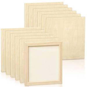 lot 2117 image: Kathfly 12 Pcs 8 x 8 Wood Panel Boards, Unfinished Wood Canvas Panels for Painting Crafts DIY Drawing Pouring Art Projects