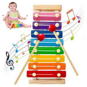 lot 2142 image: Wooden Xylophone for Kids,Toddler Xylophone Toy with 2 Child Safe Mallets,8 Diatonic Keys Musical Instruments for Preschoolers Educational Toys,Gifts