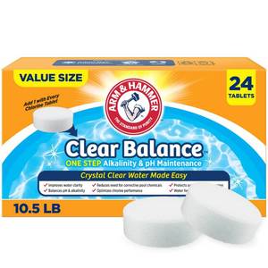 lot 2156 image: ARM & Hammer Clear Balance, One Step Alkalinity & pH Maintenance Tablets for Swimming Pools & Spa, Long-Lasting Water Balancer, 24 Count