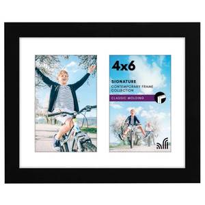 lot 2161 image: Americanflat 4x6 Double Picture Frame with Shatter-Resistant Glass - Fits Two 4x6 Photos or Use as One 8x10 Picture Frame - Signature Collection - Collage Frames for Tabletop and Wall - Black