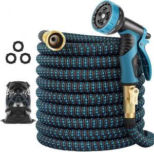 lot 131417 image: 75 ft Expandable Garden Hose with 10 Spray Nozzle - Heavy Duty Superior Strength 3750D - 4 -Layer Latex Core - Expanding Water hoses - Extra Strong Brass ConnectorsStorage Bag