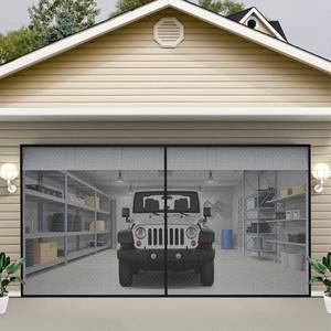 lot 131427 image: Heavy Duty Garage Door Screen - 16x7, Zipper Closure, Weightened Bottom, Fiberglass Mesh, Keeps Out Mosquitos & Animals