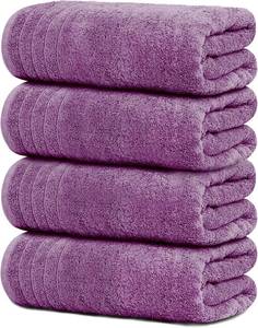 lot 131440 image: Tens Towels Pack of 4 Extra Large Bath Towels 30 x 60 Inches, 100% Cotton, Larger & Lighter Weight, Quicker to Dry, Super Soft and Absorbent, Perfect for Bathroom, Purple