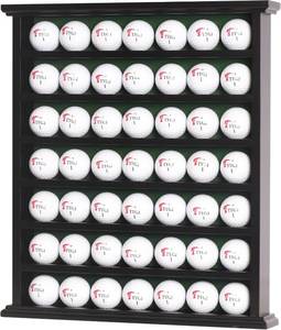 lot 131442 image: DisplayGifts Golf Gift 49-Golf Ball Display Case Cabinet Rack, No Door Open Rack Black Finish Frame