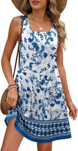 lot 131447 image: ANRABESS Womens Summer Tank Dress Square Neck Sleeveless Mini Sundress with Pocket 2026 Casual Floral Beach Vacation Outfits
