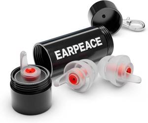 lot 131458 image: EarPeace Music Concert Ear Plugs - Noise Reduction up to 26dB  High fidelity earplugs for concerts, musicians and live events, reusable, includes 3 filter sets and case