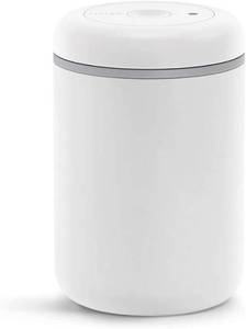 lot 231562 image: Fellow Atmos Vacuum Coffee Canister - Stainless Steel Airtight, 1.2 L  Preserves Freshness for Coffee Beans, Grounds, Tea & Spices - Sealed Food Storage Container, Matte White, Large