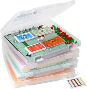 lot 231567 image: 4-Pack Art & Craft Organizer Storage Case - Semi Transparent Stackable Plastic Craft Storage Container, Project Organizer Box Paper Custom Size Fit 8.5 x 11 Paper & More 12.4 x 10.8 x 1.7 In