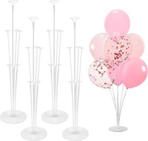 lot 231590 image: 4 Sets Balloon Stand Kit Balloon Sticks With Base for Table, Balloon Stands for Floor Balloon Arch Kit for Party Tables Baby Shower Decor, Balloon Holder for Table Birthday Wedding Party Decorations Centerpiece Table Decorations