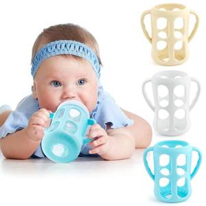 lot 231597 image: Silicone Sleeves for Philips Avent Baby Bottles 3 Pack, Anti Breakage Baby Bottle Holder with Handle for Avent Glass Natural Baby Bottle, BPA Free