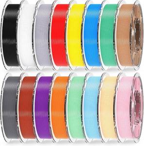 lot 331250 image: RAMBERY 200gx16 PLA Filament Bundle 1.75mm, 16 Colors PLA Plus 3D Printing Filaments, Dimensional Accuracy - 0.02 mm, 200gX16 Spools