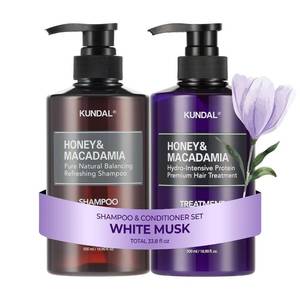 lot 331291 image: KUNDAL Honey & Macadamia Korean Hair Care Shampoo & Conditioner Set, White Musk, 16.9 Fl Oz Pack of 2 - Salon Quality, Helps Hair Feel Moisturized, Argan Oil, Sulfate Free, Long Lasting Scent