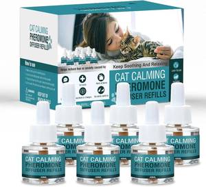 lot 331297 image: Cat Calming Diffuser Refill 6 Pack Cat Calming Pheromone Diffuser Refill Cat Plug in Pheromones Cat Stress Diffuser Cat Pheromones Calming for Cats Anxiety and Stress 48ml Vial-180 Days Fits All Cats