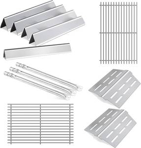 lot 431399 image: 7524 Grates, 62752 Burners, 65505 Heat Deflectors and 7620 Flavorizer Bars  Stainless Steel Grill Replacement Parts for Weber Genesis 300 Series E310 E320 E330 S310 S320 S330, Derurizy