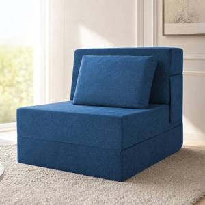 lot 431411 image: Retails for $110 Folding Sofa Bed, Convertible Sleeper Chair with Pillow, Fold Out Chair Bed, Memory Foam Floor Couch Mattress, Foldable Futon Couch Lounge for Living Room Bedroom Guest Room (Blue, Single)