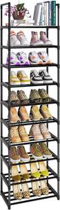 lot 431414 image: OYREL Shoe Rack - Sturdy Metal Shoes Storage Organizer for Closet, Entryway  Garage, Door Entrance, Space Saving 10-Tier Narrow Shoe Shelf, Stackable Free Standing Shoes Holder