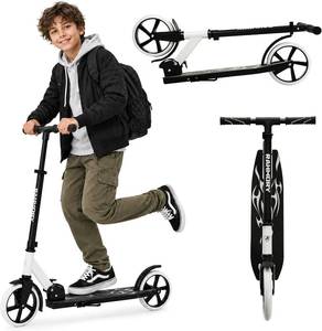 lot 431417 image: Rahmory Kick Scooter for Ages 6,Kid, Teens & Adults. Foldable Kick Scooter for Boys with 4 Adjustable Heights, ABEC9 Bearings, Supports Up to 220 lbs.